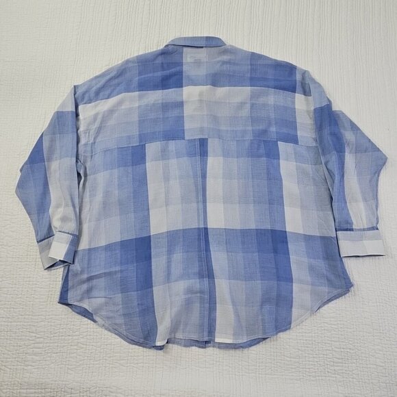 Old Navy Women's Loose Gossamer Boyfriend Shirt Blue White Plaid Size XXL - Picture 9 of 13